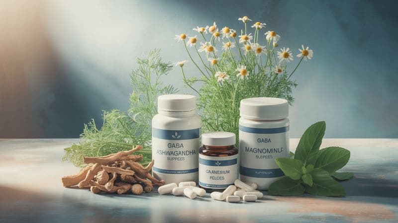Natural anxiety remedies including ashwagandha, magnesium, and GABA